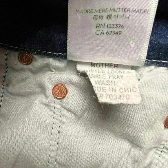 Mother DENIM HIGH WAISTED LOOKER ANKLE FRAY JEAN - TONGUE IN CHIC SIZE 25 - Picture 11 of 11